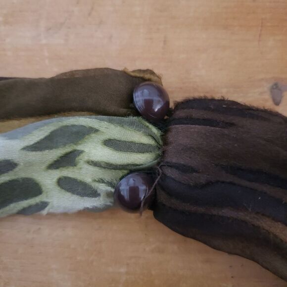 Frank Lyman Size 8 Medium Green Brown Silk Sleeveless Halter Dress - Picture 7 of 11